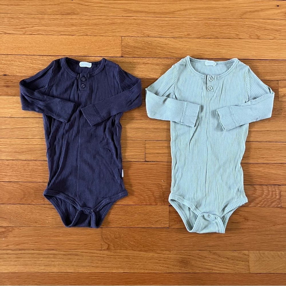 Jamie Kay Neutral Stretch Soft Ribbed Henley Bodysuits Size 2